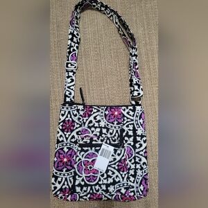 Vera Bradley Canterbury Black-Pink Hipster Crossbody Purse NWT